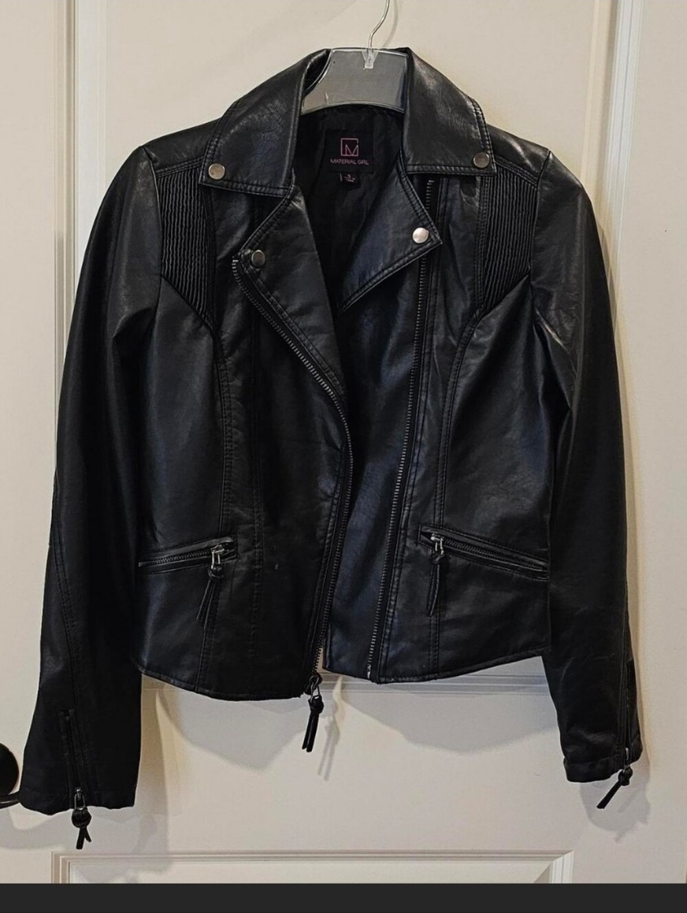 Material Girl Black Faux Leather Moto Jacket